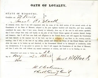 Loyalty oath of Samuel R. Black of Missouri, County of St. Louis