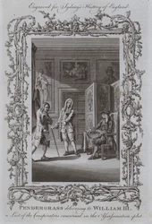 Pendergrass delivering to William III a List of the Conspirators concerned in the Assassination-plot