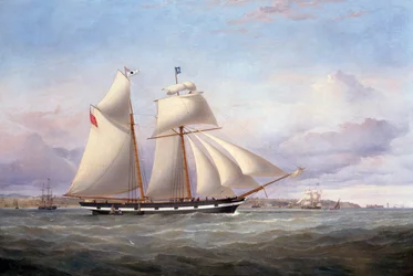 The Lancefield approaching Perch Rock Fort and Lighthouse in the Mersey