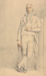 A Gentleman, Full Length, Holding a Paper and Pencil