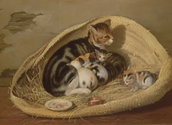 Cat with Her Kittens in a Basket, 1797