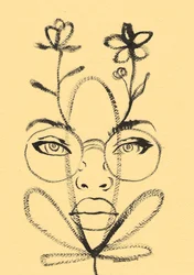 Floral Face Drawing