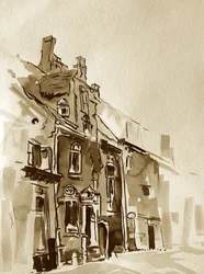Vintage Sepia City Building