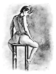 Naked Woman on Bar Stool