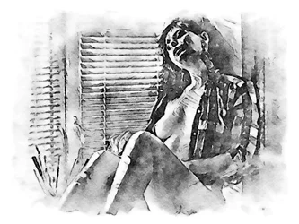 Naked Woman in Checkered Shirt