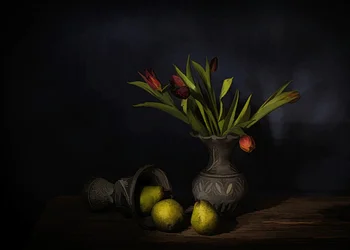 Pears and Tulips Still Life