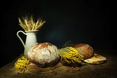 Rustic Bread and Wheat Still Life