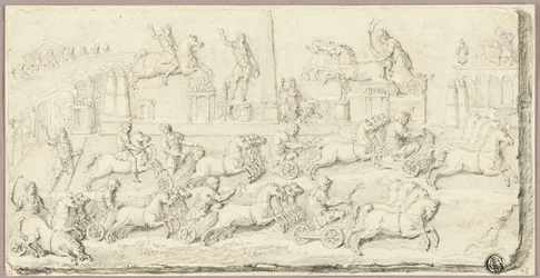 Roman Chariot Race (After Antique Bas Relief)