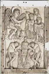 Carolingian art: holy women at the sepulcher (Ivory relief)