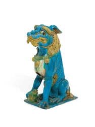 A Massive Tileworks Figure of a Seated Buddhist Lion, Ming or Early Qing Dynasty