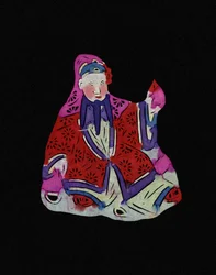Chinese Divinity. Painted cutting paper or "Jian Zhi", Chinese folk art, Pekin