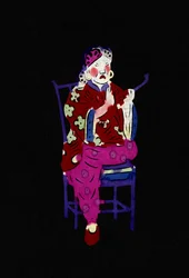 Chinese Smoking. Painted Cutting Paper or “Jian Zhi”, Chinese Folk Art, Beijing