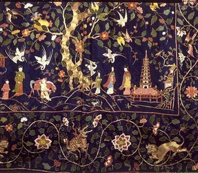 Embroidered hangings from the State Bed at Calke Abbey, early 18th century (detail)