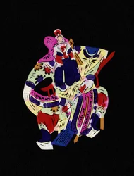 Male character of the Pekin Opera. Painted paper cutting or "Jian Zhi", Chinese folk art, Pekin