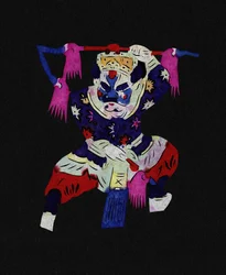 Male character of the Pekin Opera. Painted paper cutting or "Jian Zhi", Chinese folk art, Pekin