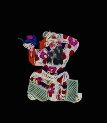 Male Character of the Empire. Painted Paper Cutting or "Jian Zhi", Chinese Folk Art, Beijing
