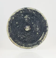 Mirror with dragon and tiger design, 0-199
