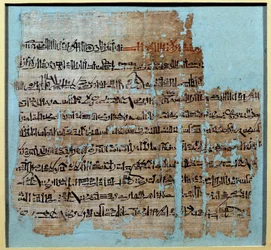 Egyptian Antiquity: Papyrus from the Story of the Battle of Qadesh under the Reign of Ramses II (1246-1213 BC). Paris, Louvre Museum
