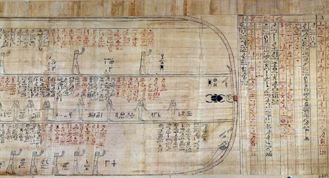 Egyptian Antiquity: Papyrus from the Book of Secretive Homes. This book is a commented representation of the underground journey of the sun during the twelve hours of the night