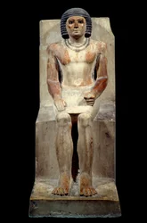 Egyptian Antiquity: Limestone Statuette of Kai, Administrator of the Jackal (From Saqqara, Old Empire, 5th Dynasty) Paris, Louvre Museum