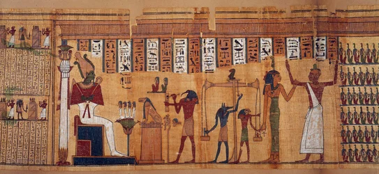 Egyptian antiquities: the weighing of souls, papyrus of the Book of the Dead of Chahapiimou, Superior of Amon