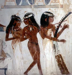 Luxor Thebes: Necropolis of the Nobles, Tomb of Nakht (18th Dynasty), Musicians. Vallee des Nobles
