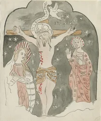 Lichfield - Representation of the Crucifixion (Greyfriars): watercolour painting