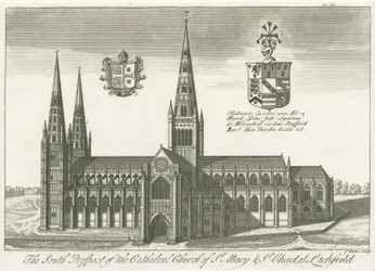 Lichfield Cathedral - South View: engraving
