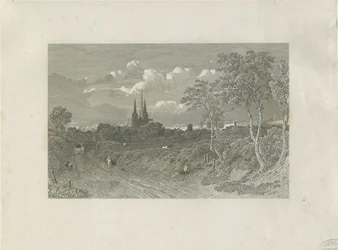 Lichfield Cathedral - West View (distant): engraving, nd [?18th cent]