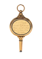 Memento mori engraved watch key, with lock of hair of Martha Wayles Jefferson, French or English, late 18th - early 19th century