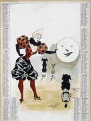 Circus: the learned dogs - calendar, Arts Deco.