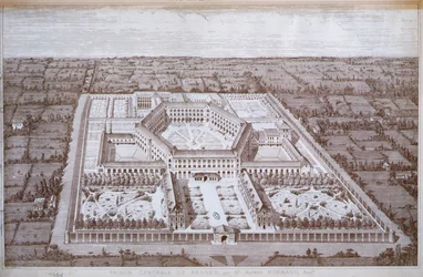 View of the Rennes prison for women designed by architect Alfred Normand, published by Intime-Club, Paris
