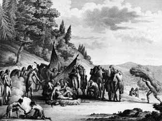 War of the French Revolution: Death of the French army general Francois Severin Marceau (1769-1796) at Altenkirchen, Germany on September 21
