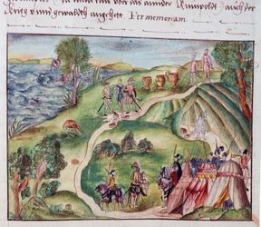 A Venezuelan landscape with a Spanish encampment, from a collection of memoirs of the Coeler Family, Nuremberg