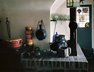 Reconstruction of a pharmacy with 18th century furniture and objects from the 12th-18th century (detail of the laboratory)