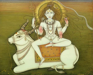 God Shiva Nude Pose, Miniature Painting on Paper