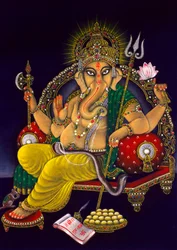 Lord Ganesha Ganpati Painting on Velvet
