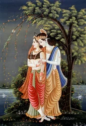 Miniature Painting of Radha Krishna, India
