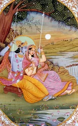Radha Krishna Miniature Painting, India