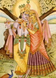Radha Krishna Miniature Painting on Ivory