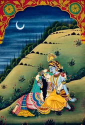 Radha Krishna Miniature Painting on Paper