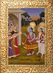 Radha Krishna with Gold Embossing