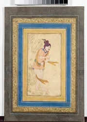 Portrait of an Iranian Master Dervish - Painted Miniature, Watercolour, Gouache, and Gold on Cardboard (Early 17th Century)