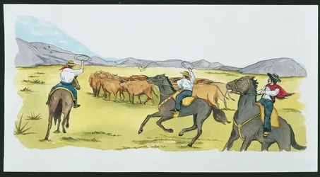 Argentina - Gauchos Gathering Cattle in the Pampas