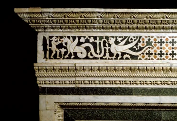 Detail of the Decorations Surrounding the Marble Trandola