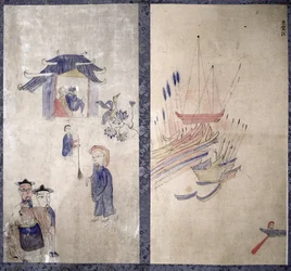 A Panel from an Eight Fold Screen Depicting a Story of the Three Kingdoms