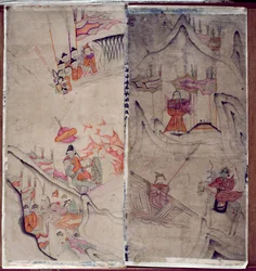 Two Panels of an Eight Fold Screen Depicting 