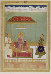 Portrait of Shah Aurangzeb with a Man, Possibly Ashraf Khan (early 18th century)