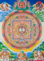Mandala with one thousand arms Avalokiteshvara; the sacred, magical circle depicting the eleven headed Bodhisattva symbolising infinite compassion