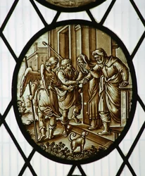 Roundel: Tobias departs with the angel, probably 19th century